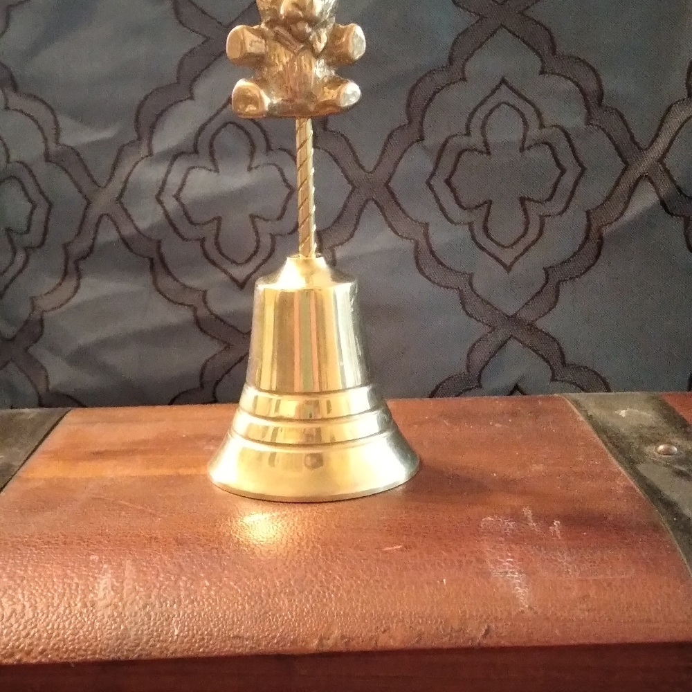 Antique brass teddy bear Bell